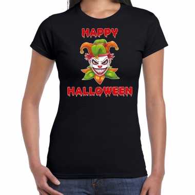 Halloween joker groen horror shirt zwart voor dames