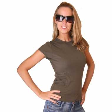 Kleding dames t-shirt bella donkergroen