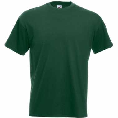 Set van 2x stuks basis heren t-shirt donker groen met ronde hals, maat: 2xl (44/56)