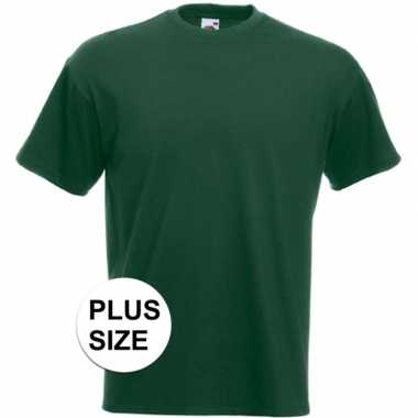 Set van 3x stuks grote maten basis heren t-shirt donker groen met ronde hals, maat: 3xl (46/58)