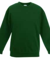 Donkergroen katoenen sweater zonder capuchon voor jongens