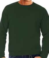 Grote maten sweater sweatshirt trui groen met ronde hals voor mannen
